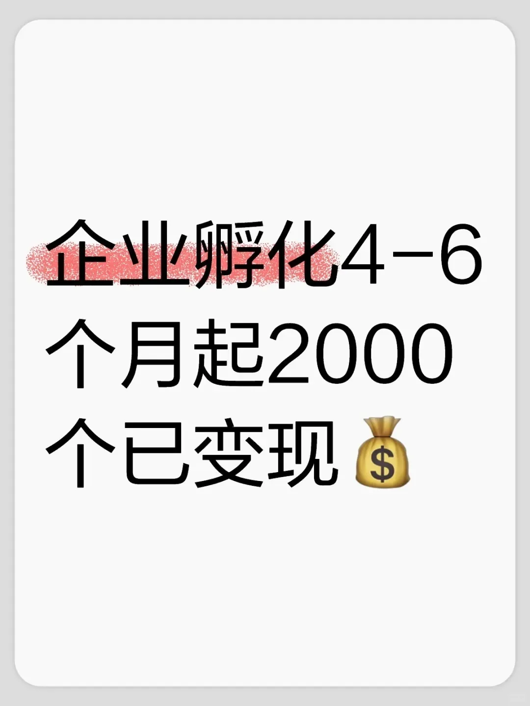 企业孵化4-6个月已实现2000个?
