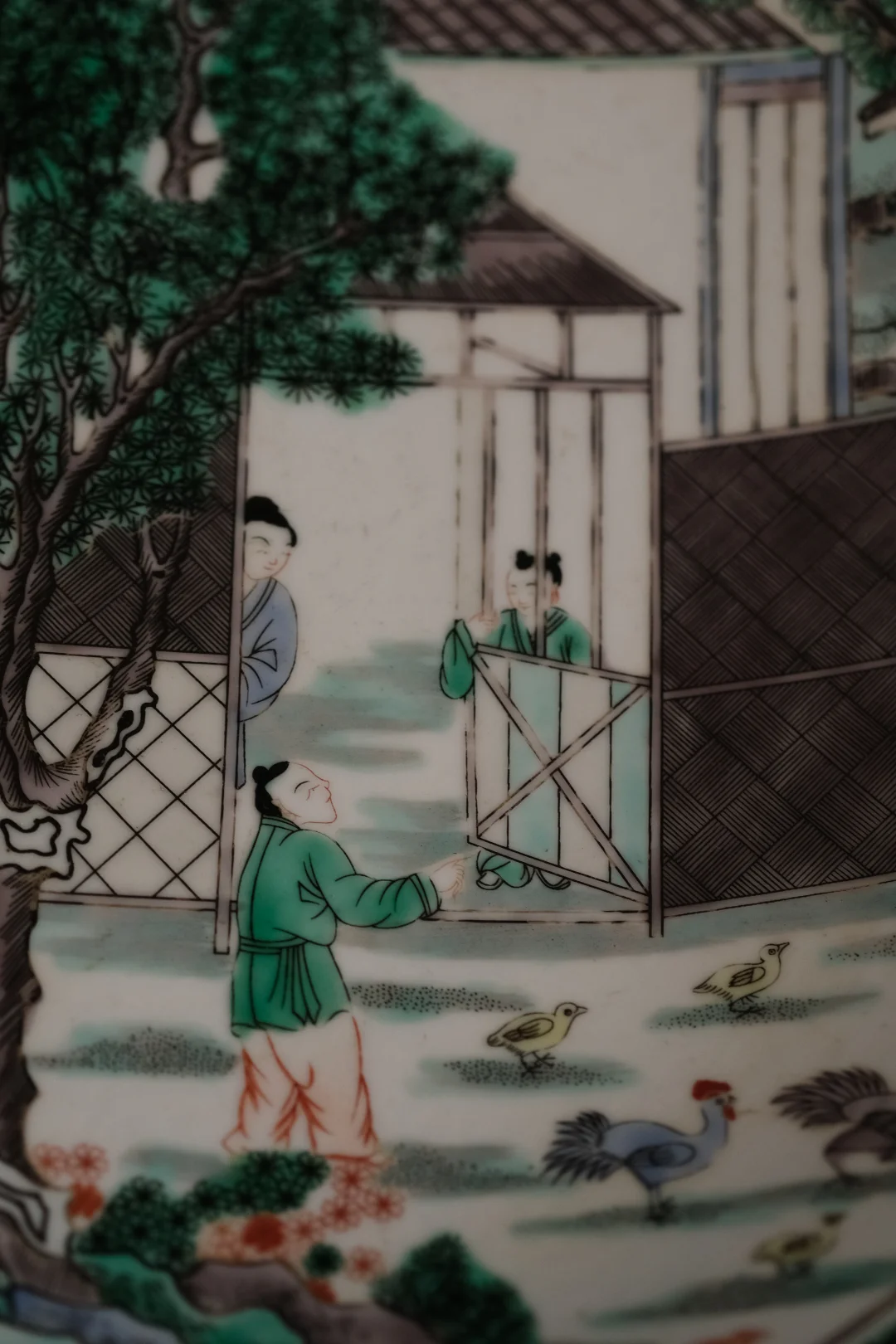 仿康熙五彩人物故事大盘 景德镇手绘陶瓷盘
