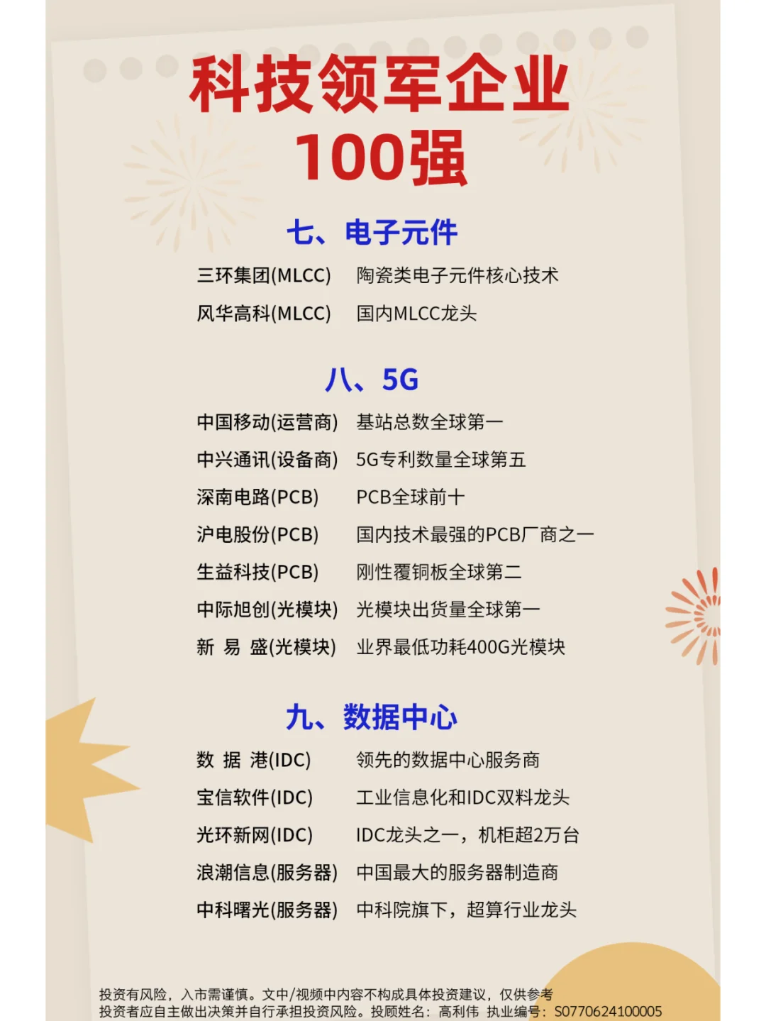 A股科技领军企业100强