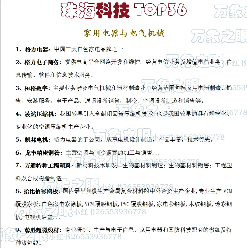 珠海企业TOP36