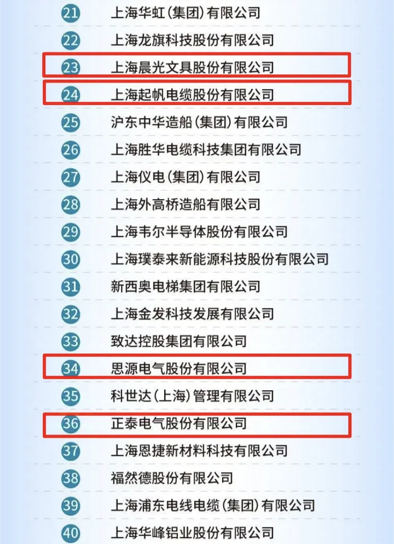 上海制造业企业100强