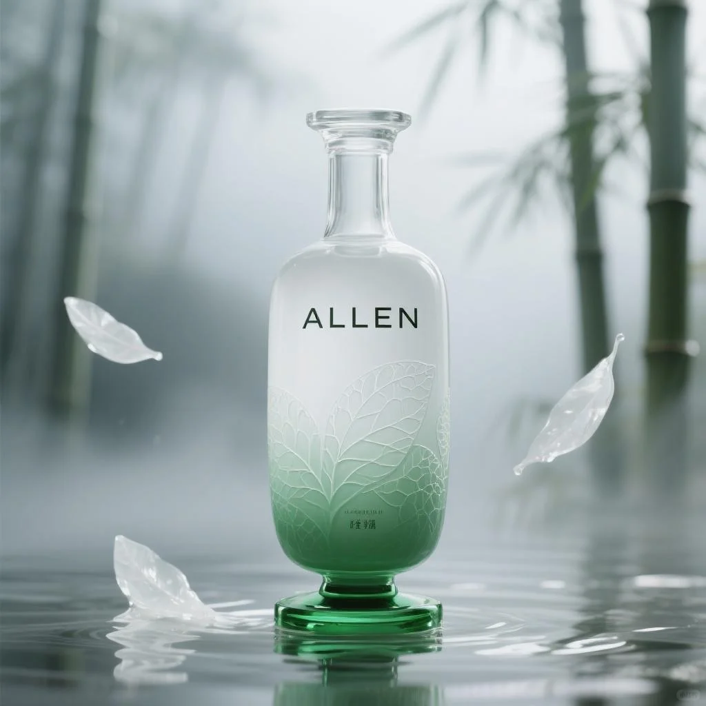 晨雾竹林中的艺术品| 超写实兰花白酒瓶设计