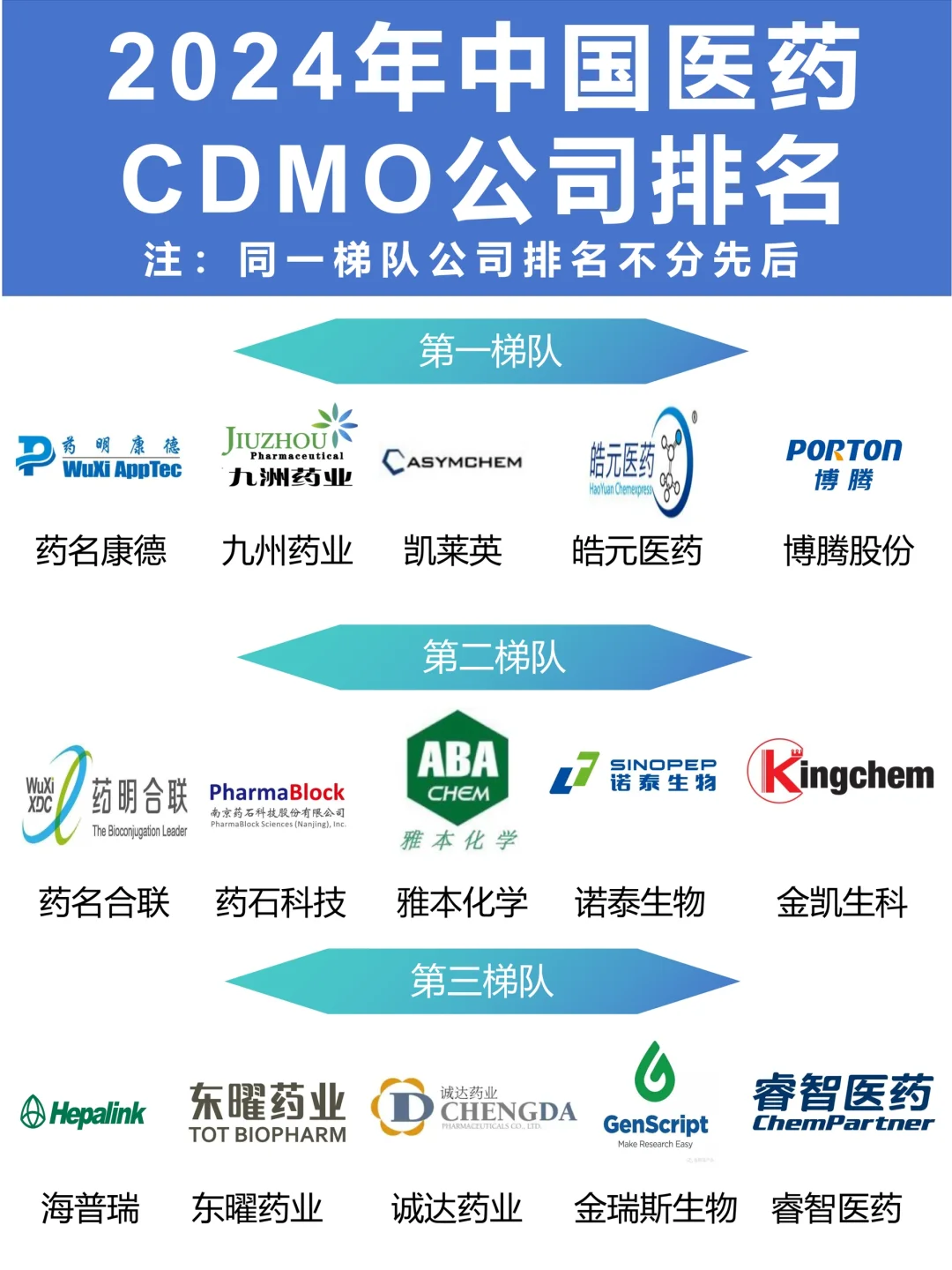 2024中国医药CDMO企业综合排名