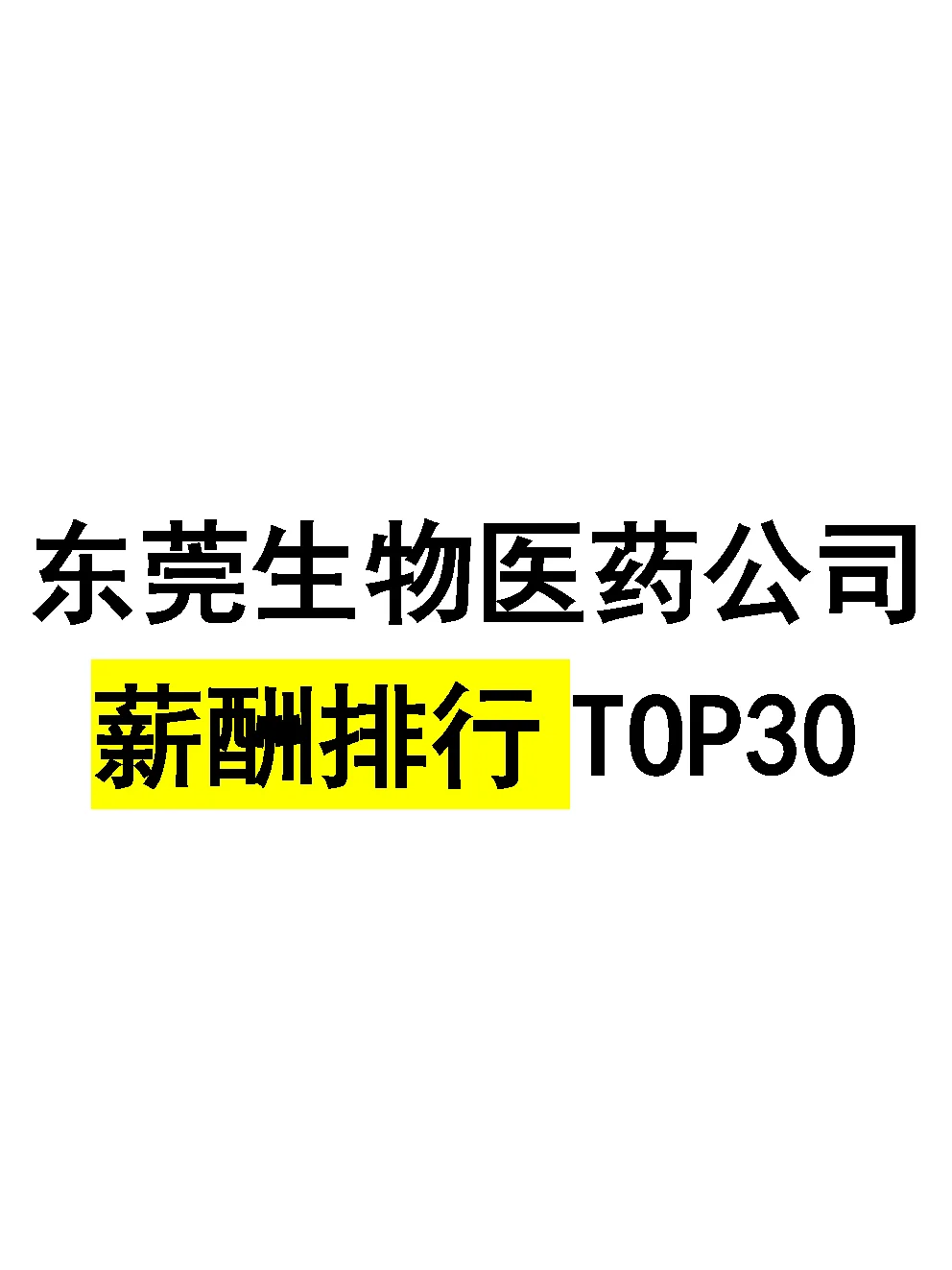 东莞生物医药公司薪酬排行Top30