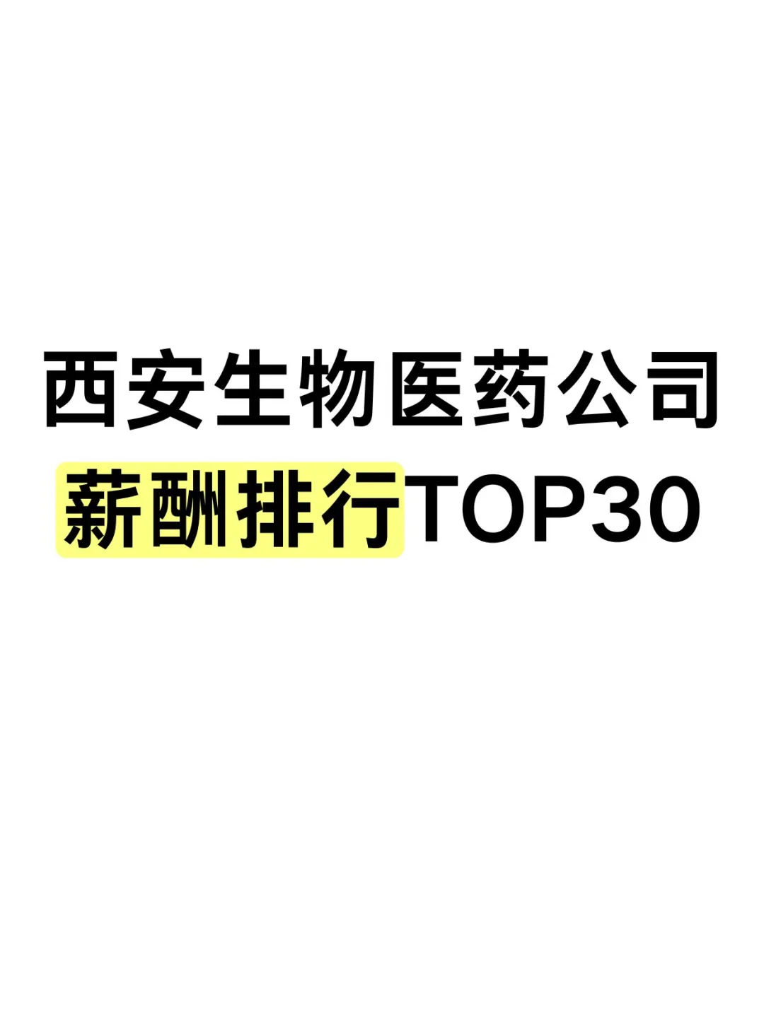 西安生物医药公司薪酬排行Top30
