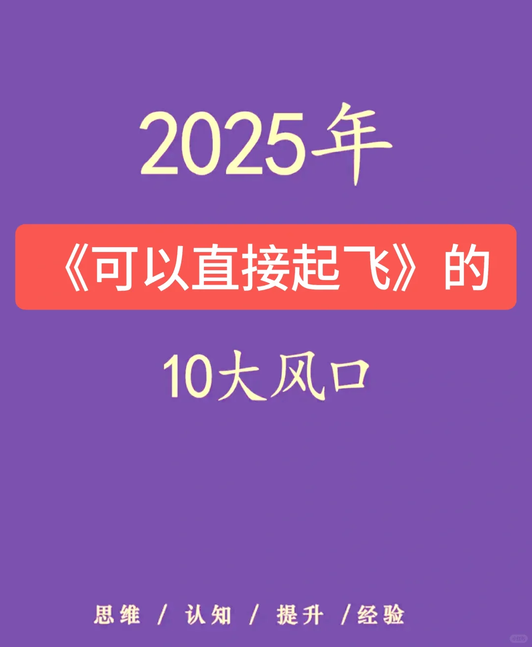 2025年，可以直接起飞的 10个赛道❗
