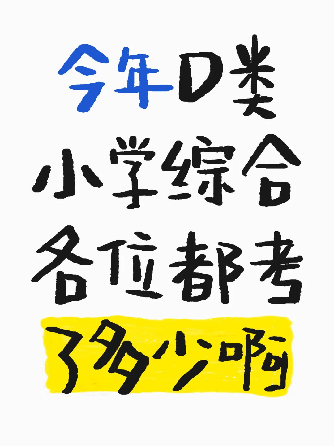 今年D类小学综合各位都考了多少啊