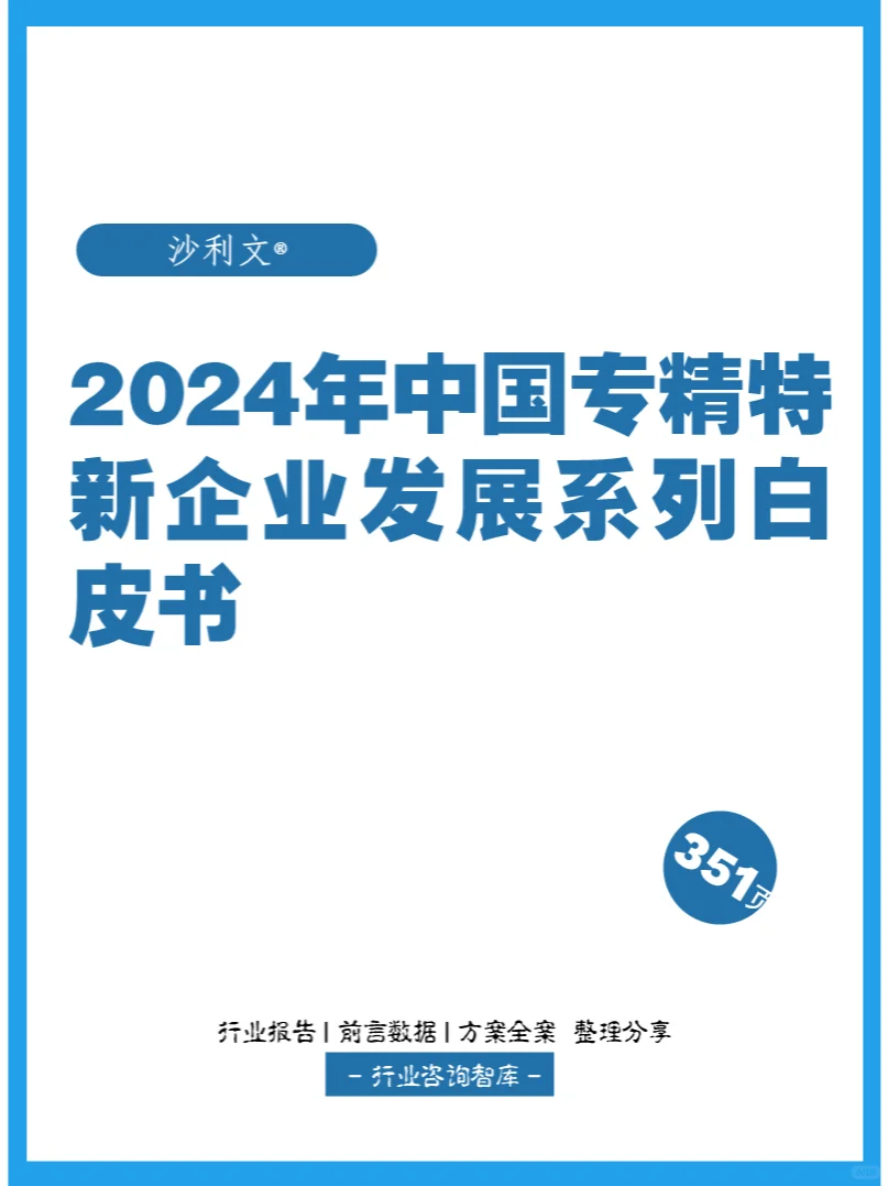 351页 | 2024年中国专精特新企业发展白皮书