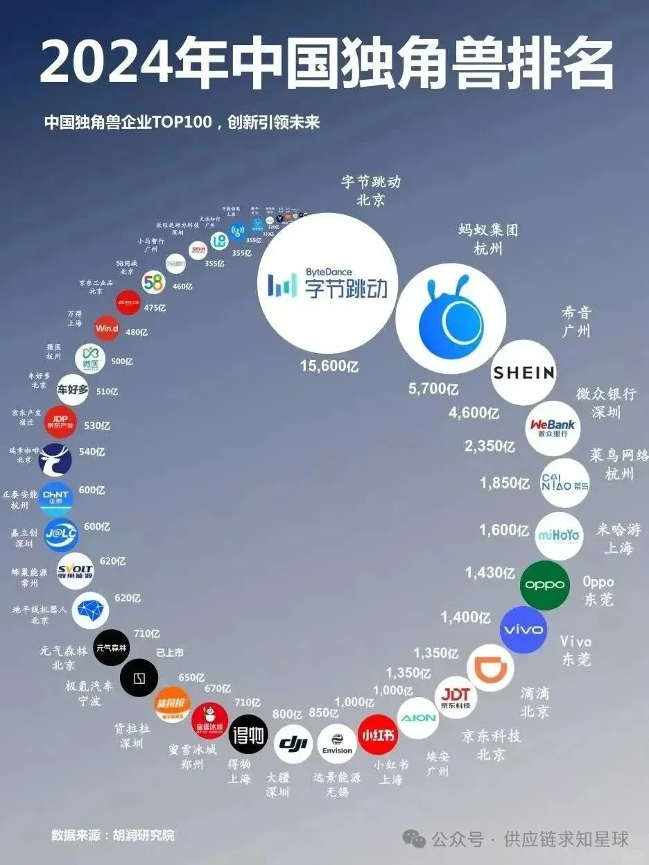 行业新知 2024中国独角兽企业TOP100