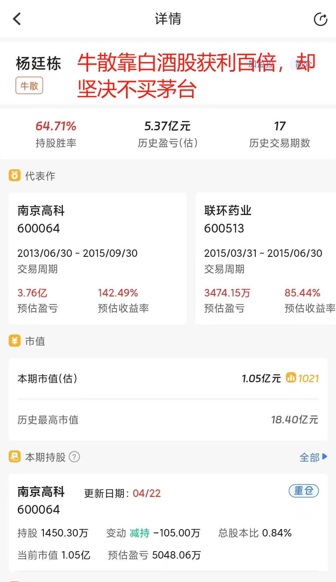 牛散靠白酒股获利百倍，却坚决不买茅台