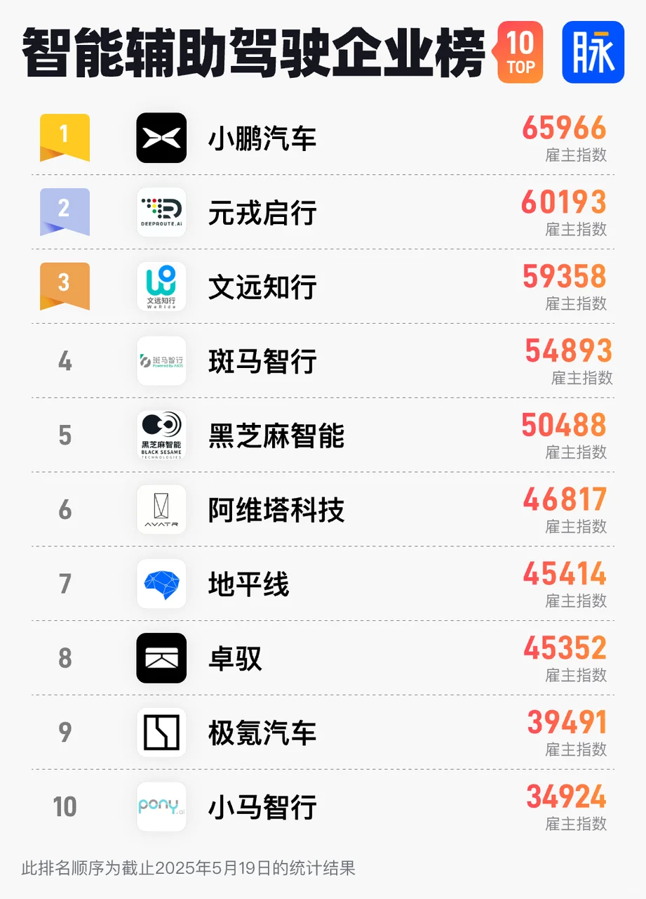 2025智能辅助驾驶Top10公司｜脉脉雇主排行榜
