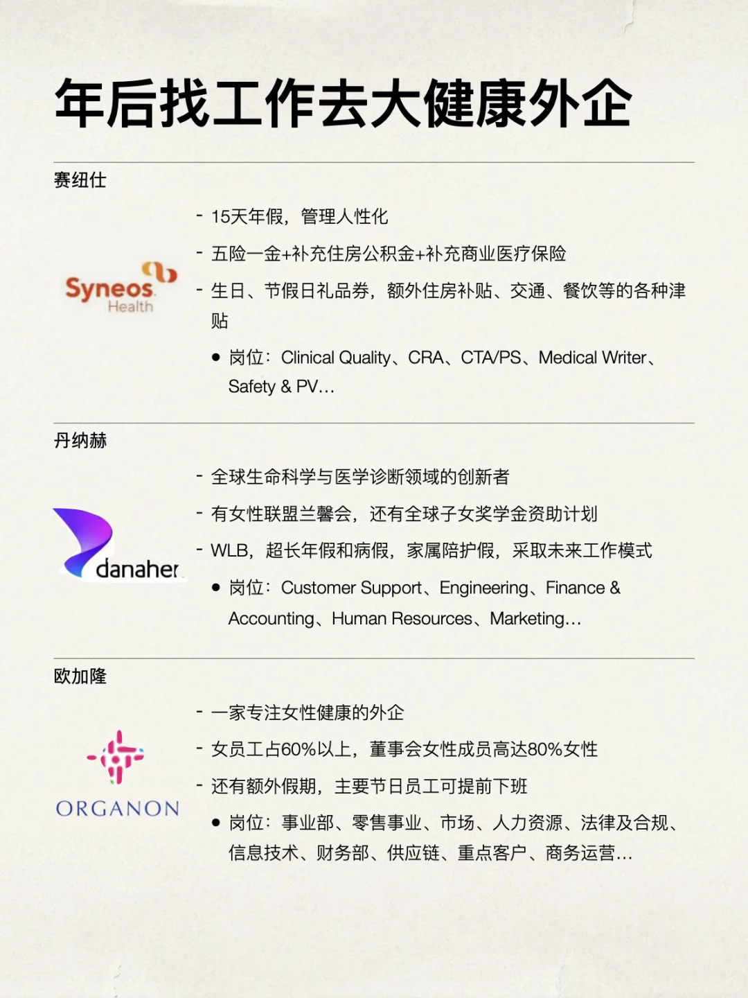 年后找工作，真心建议去医药健康类外企