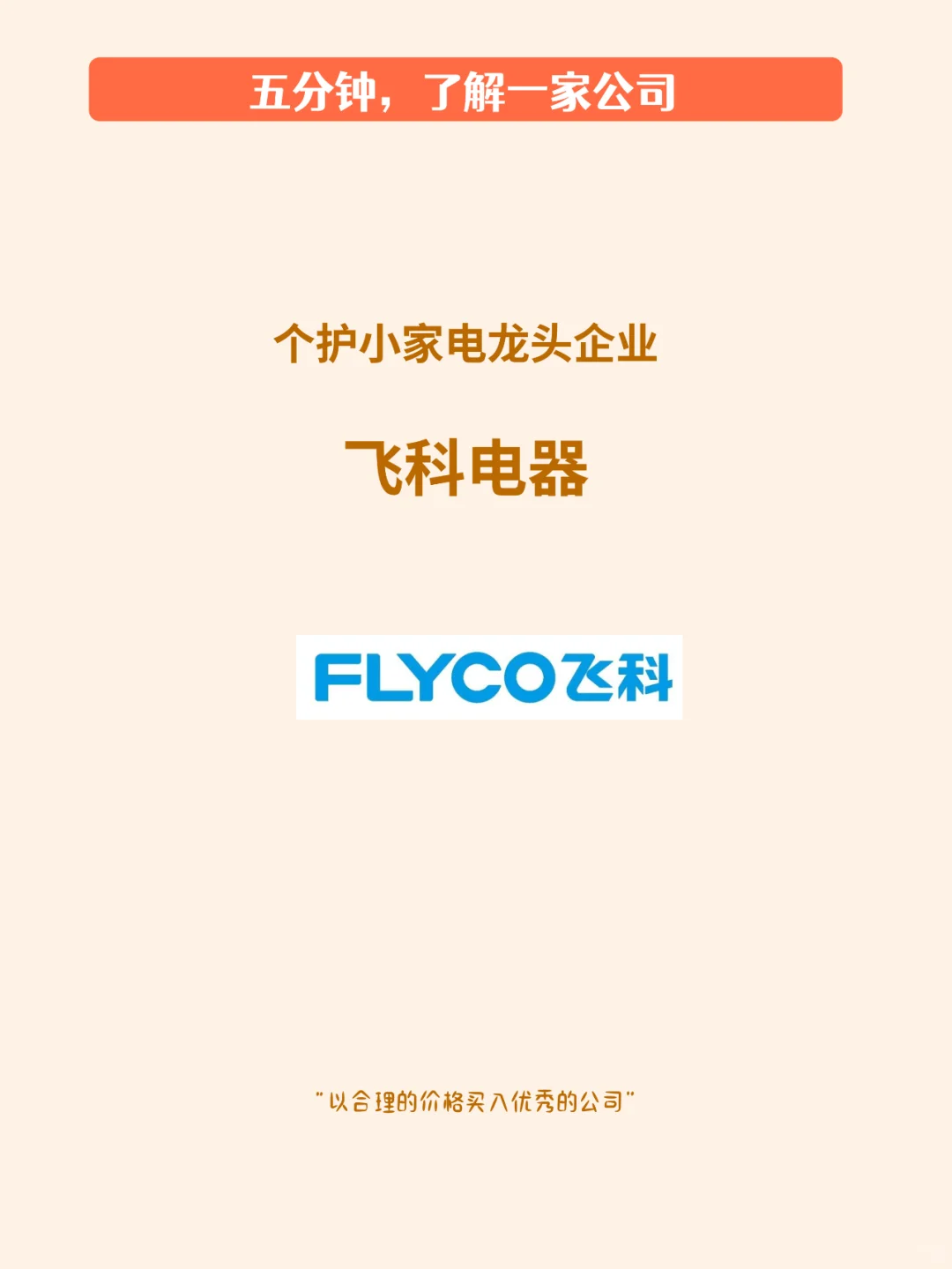 五分钟了解一家公司，No.6 飞科电器