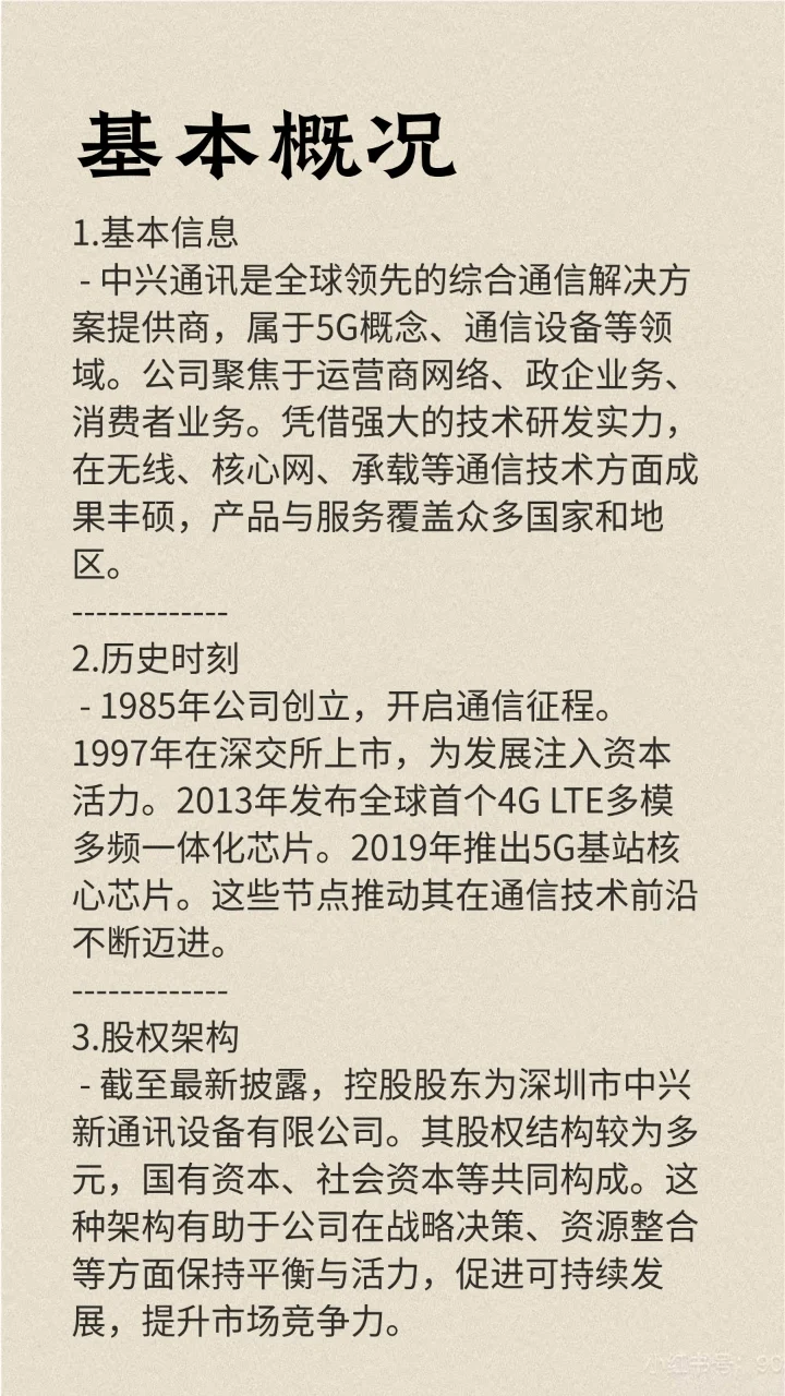 每天一分钟了解一家上市企业：中兴通讯