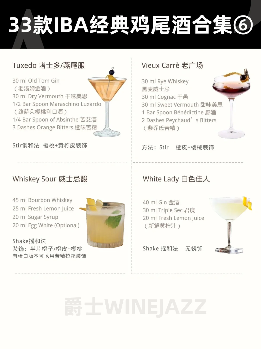 调酒必备❗️33款经典鸡尾酒一次说清楚