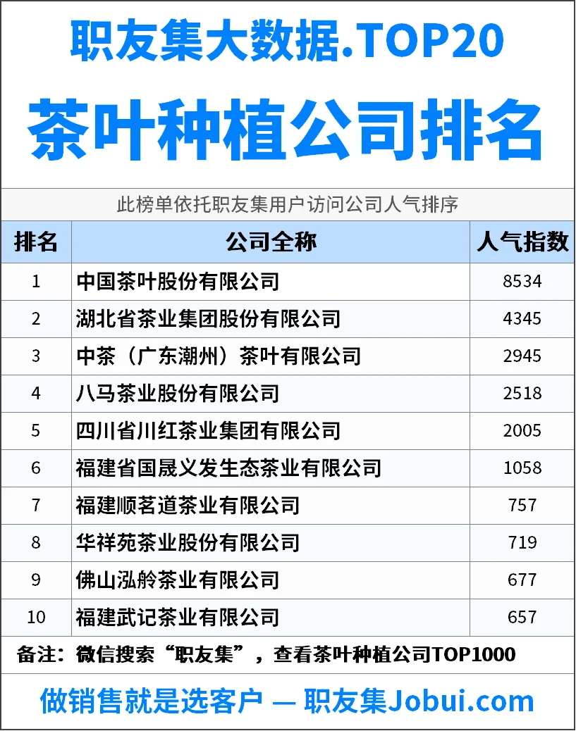 2025年中国‌‌‌‌茶叶种植公司排行榜