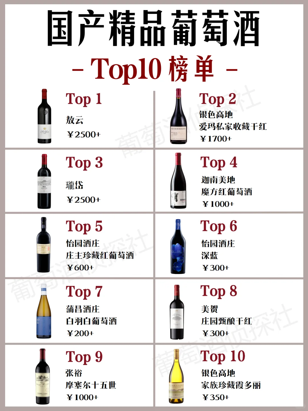 ?国产葡萄酒Top10，有没有不服气的……