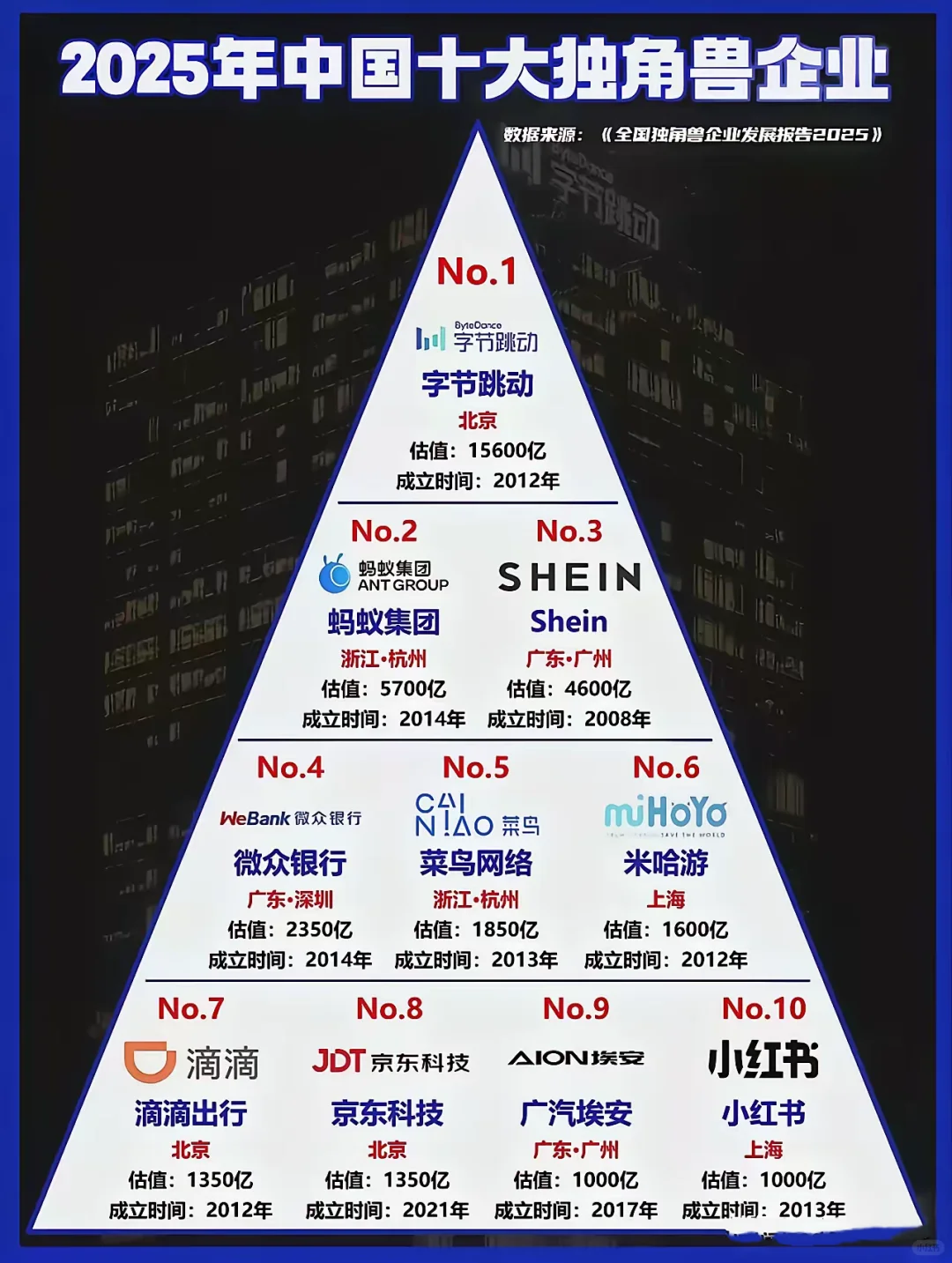 2025年中国十大独角兽企业