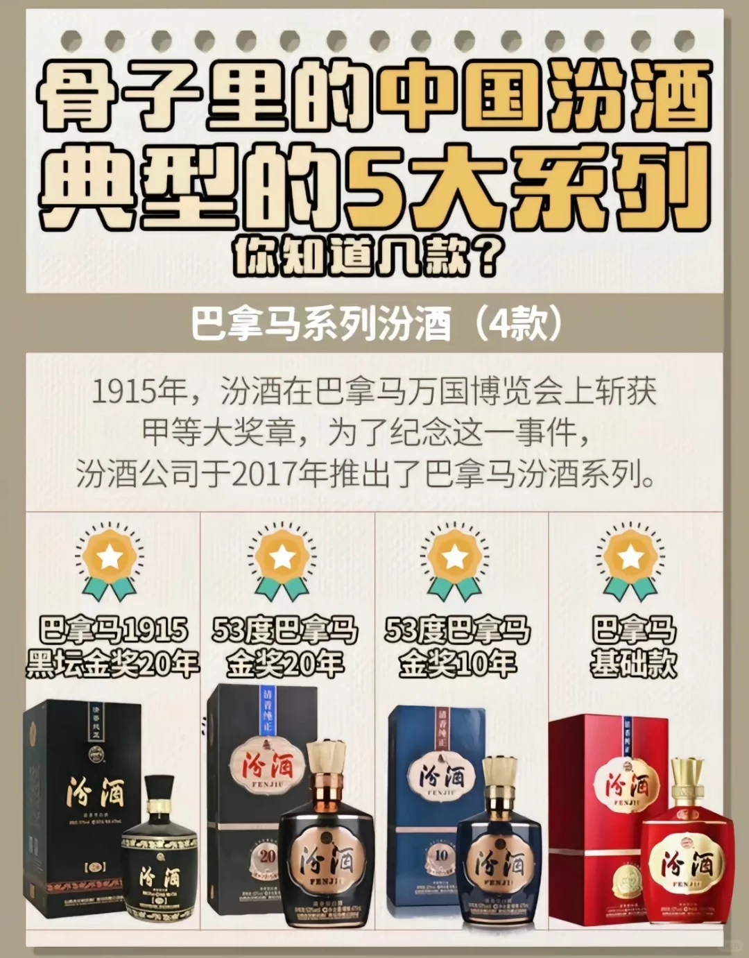 266:汾酒之巴拿马汾酒4款。#清香型白酒 #汾