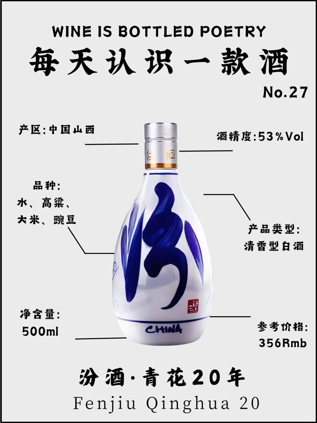 No.27每天认识一款酒｜汾酒·青花20年