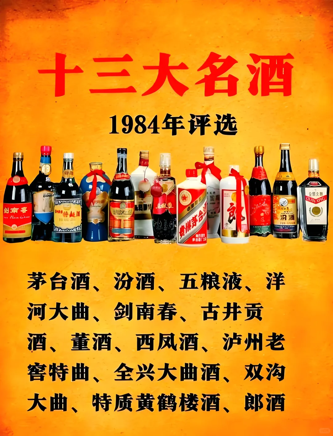 酒的辉煌年代，十三大名酒