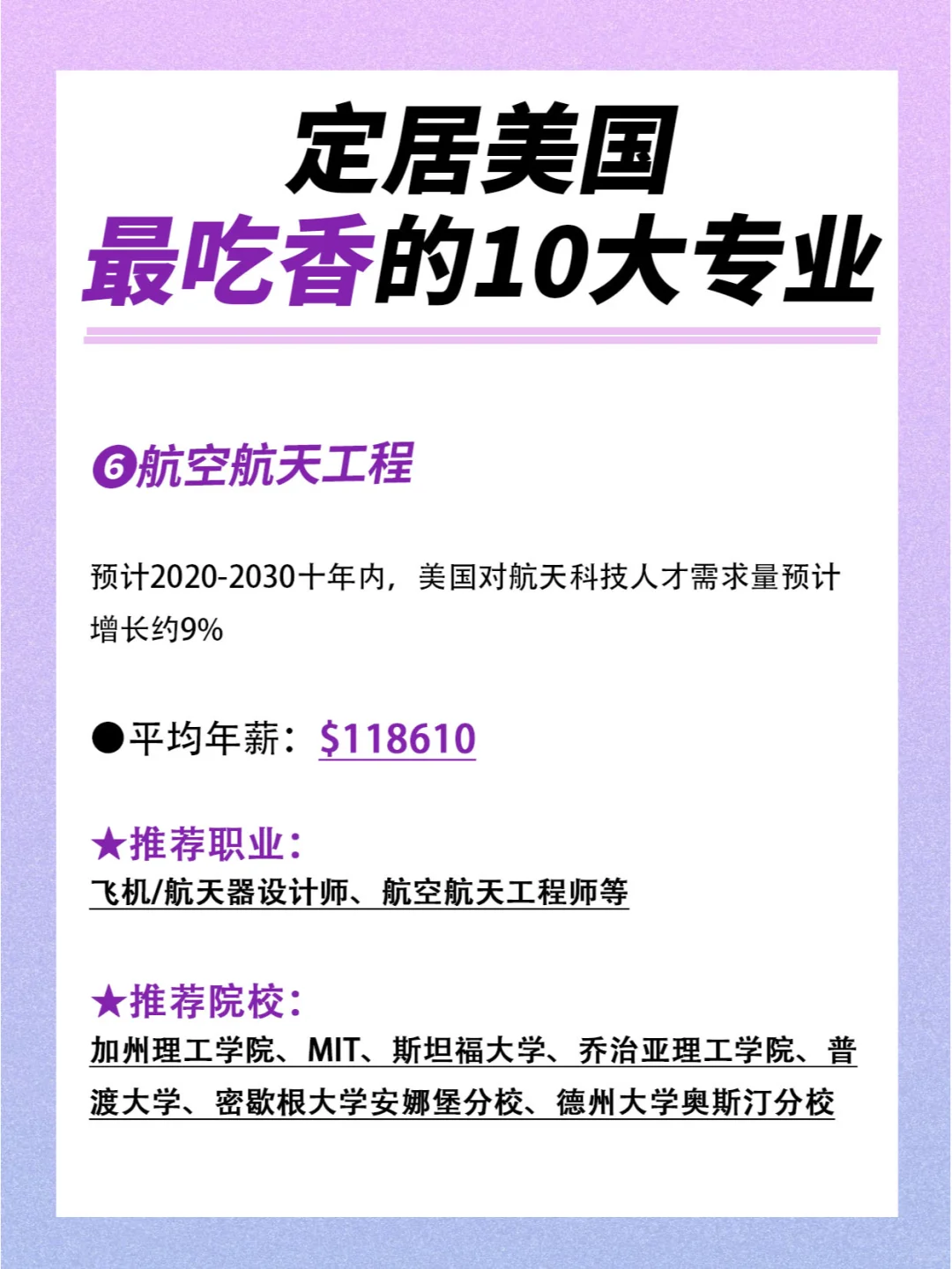 定居美国，最吃香的10大专业?