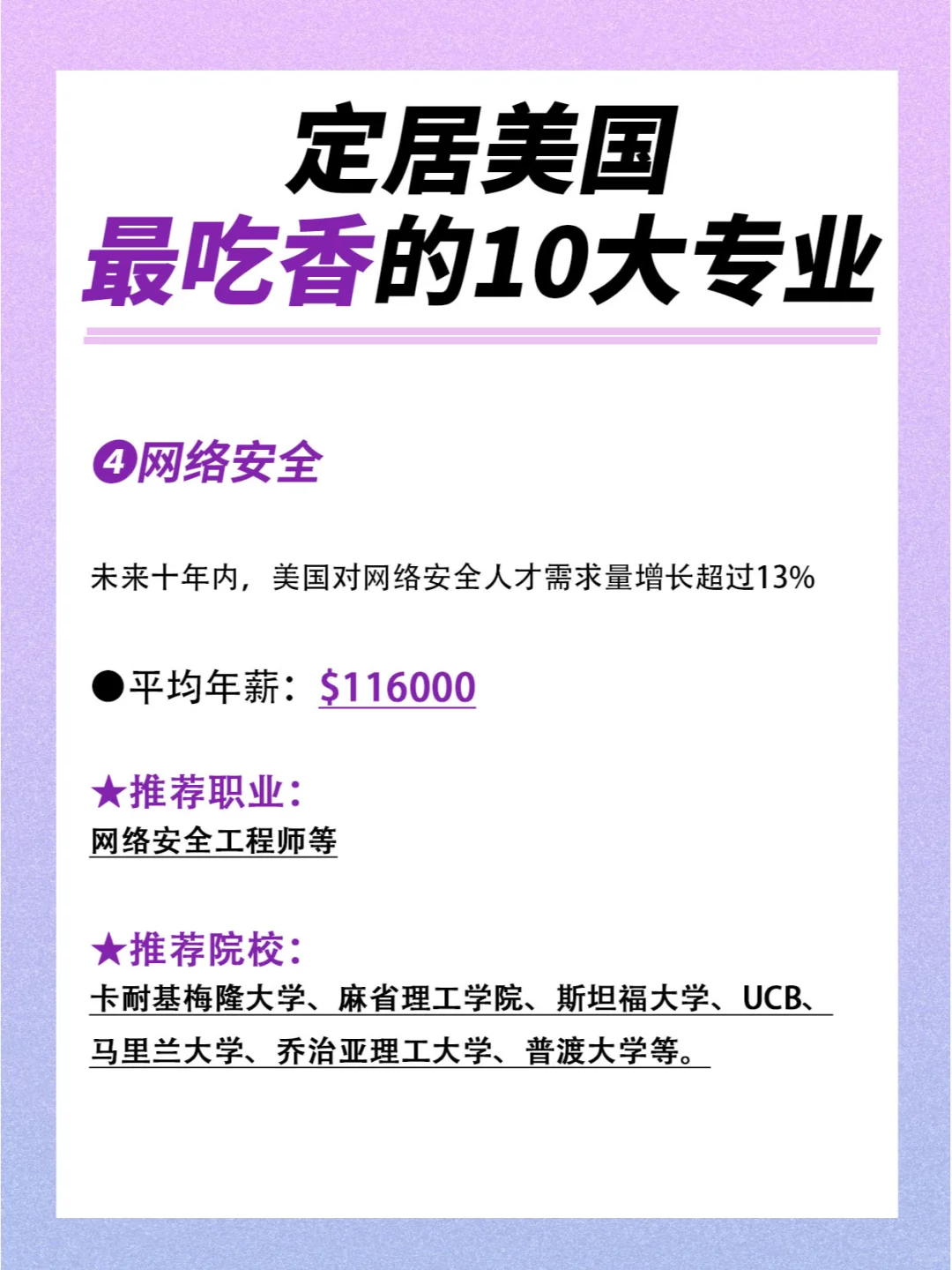 定居美国，最吃香的10大专业?