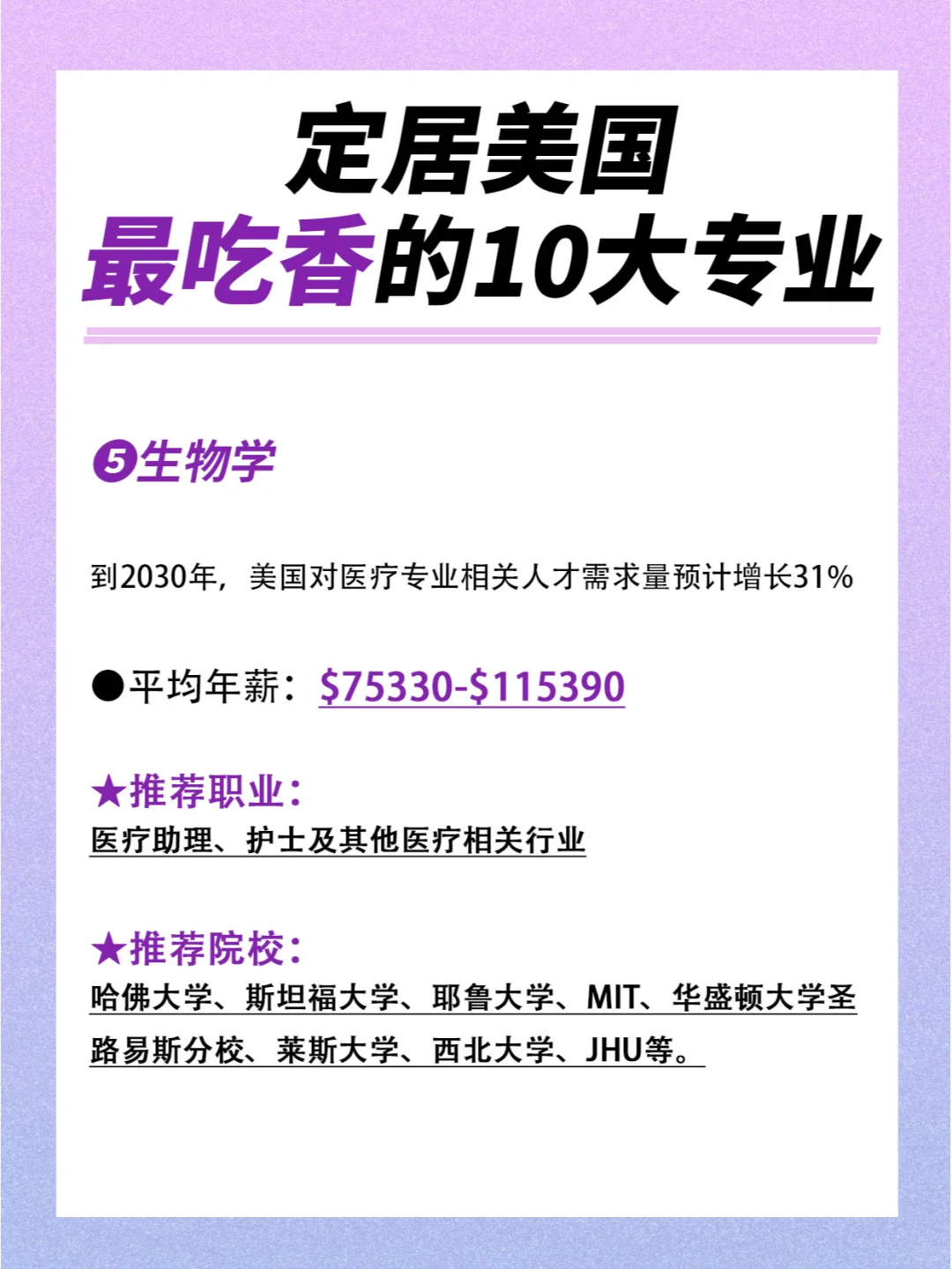 定居美国，最吃香的10大专业?