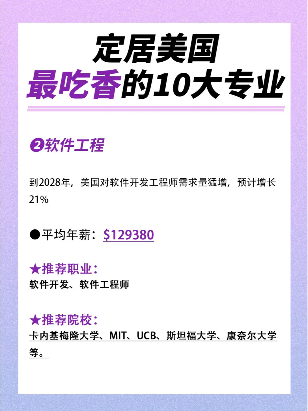 定居美国，最吃香的10大专业?
