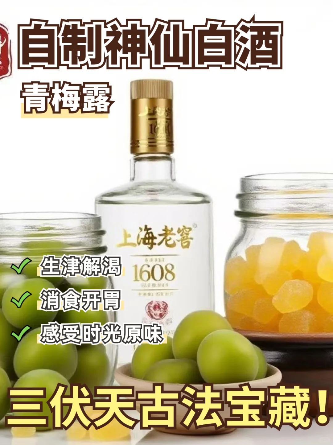 三伏天的古法宝藏！自制神仙白酒青梅露