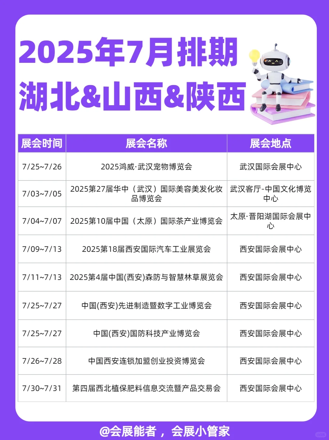 湖北&山西&陕西7月展会排期来啦