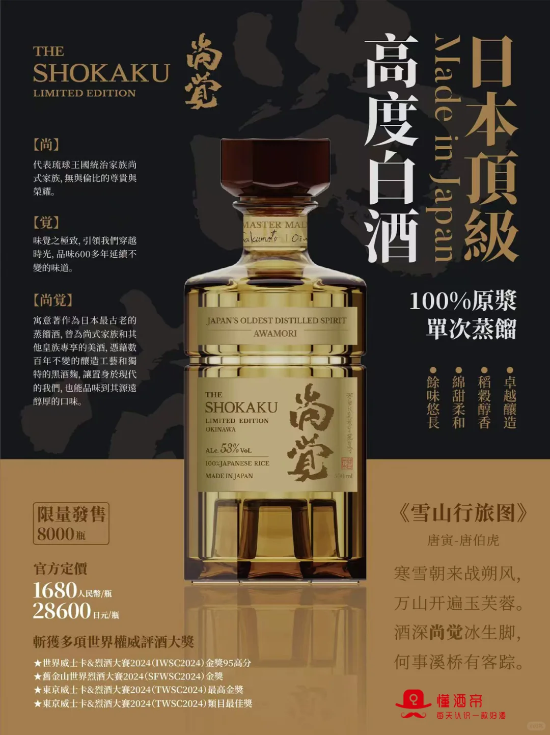 每天认识一款酒〡尚觉?日本顶级白酒‼️