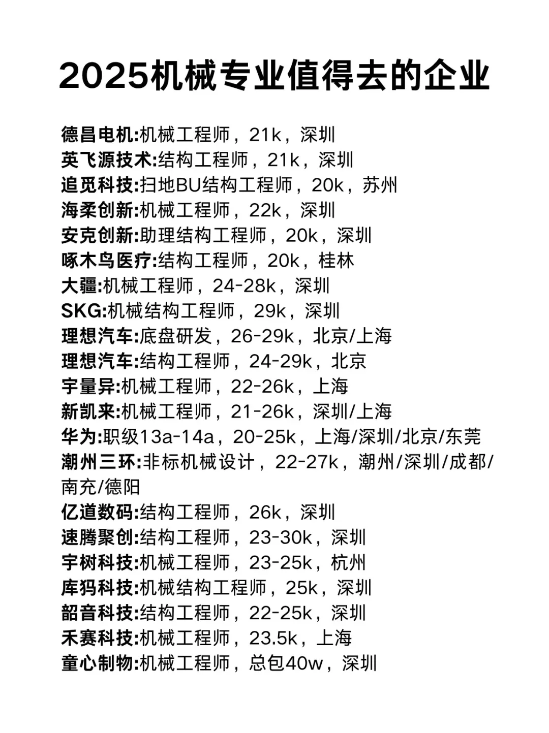 2025机械专业值得去的企业?速速?住