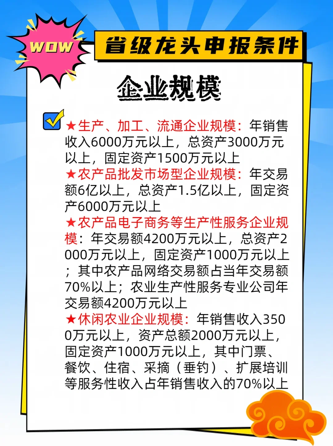 省级农业龙头申报条件