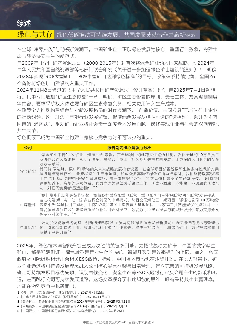 中国上市矿业与金属公司2024年回顾