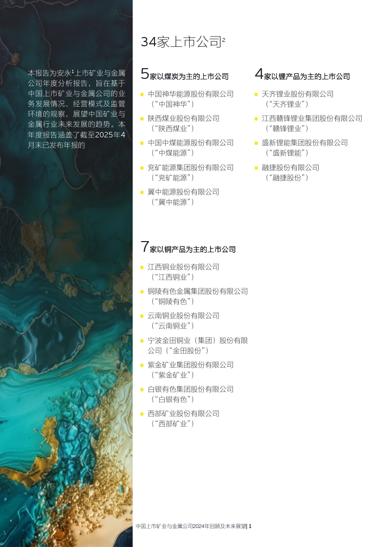 中国上市矿业与金属公司2024年回顾