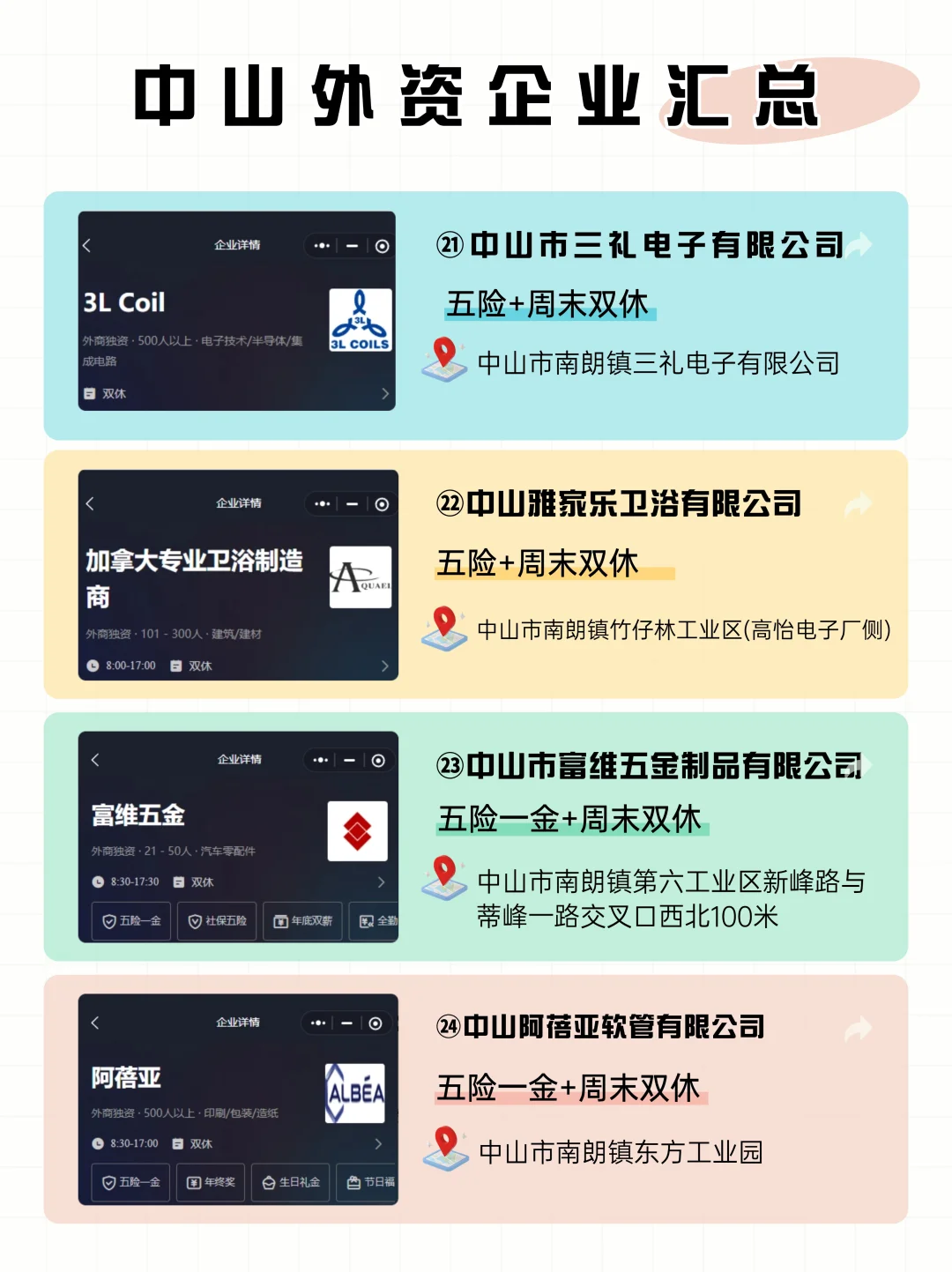 中山找工作必看！中山双休外企合集来啦✨