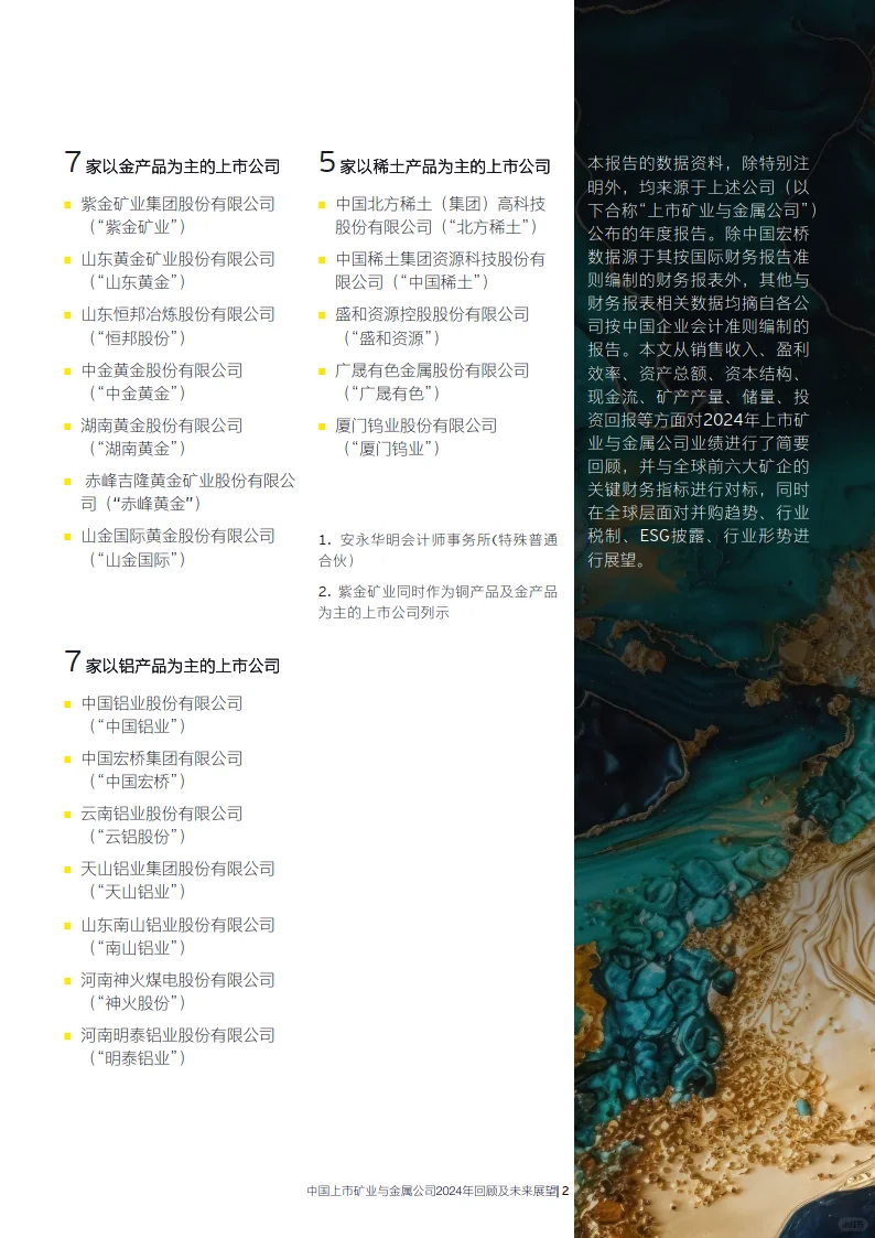中国上市矿业与金属公司2024年回顾
