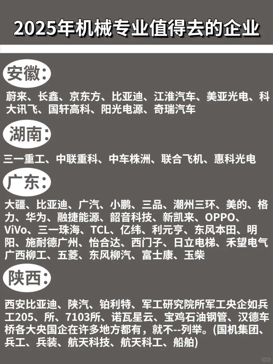 2025年机械专业可以冲的优秀企业！