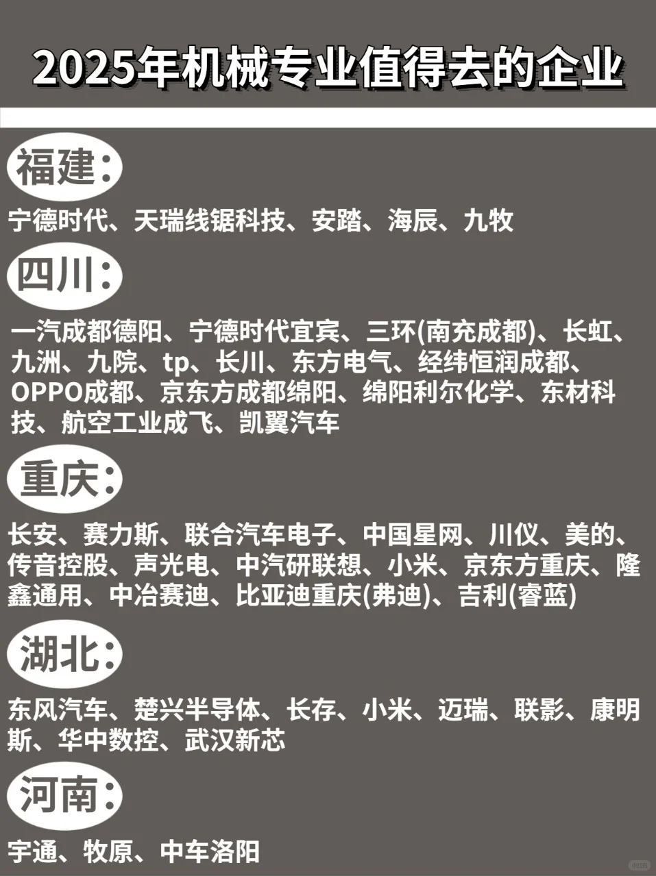 2025年机械专业可以冲的优秀企业！