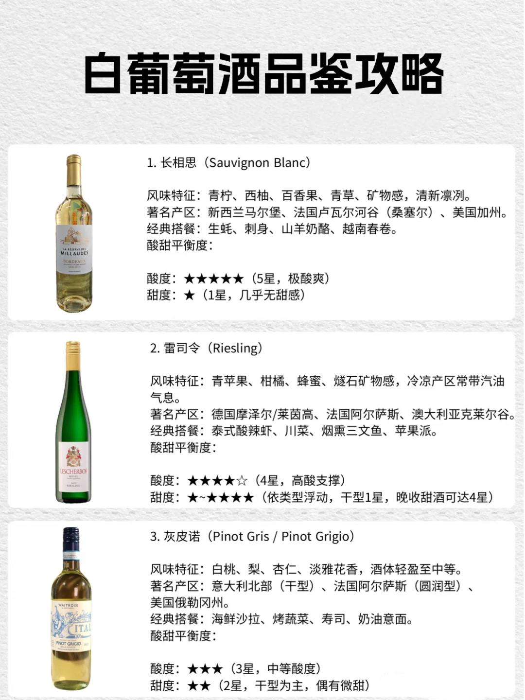 葡萄酒小白入门⭐六款代表性白葡萄品种