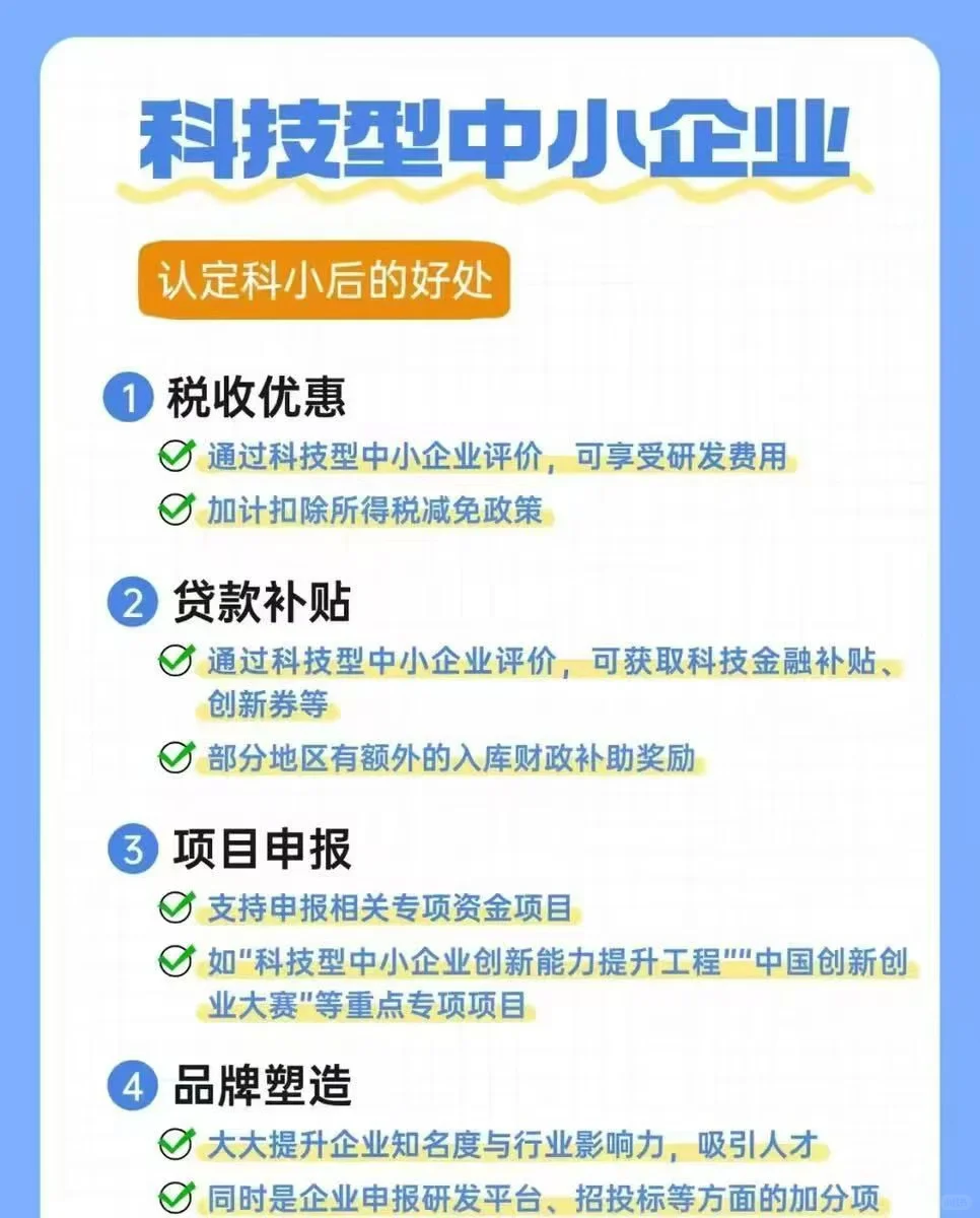 科技型中小企业的福利
