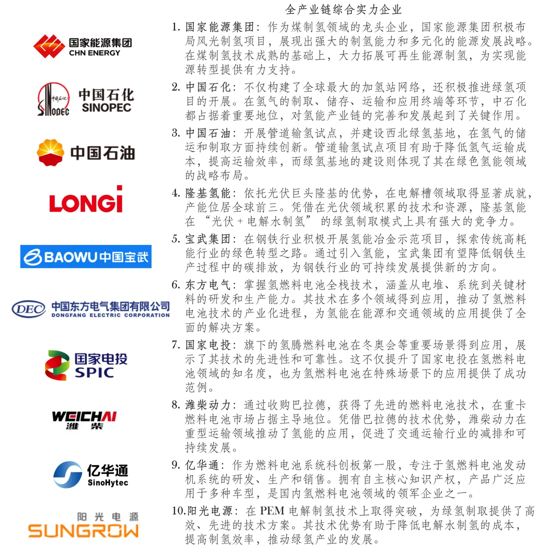 国内氢能行业企业（不全面）