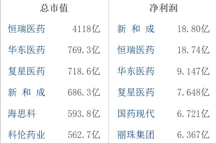 大A创新药医药行业龙头