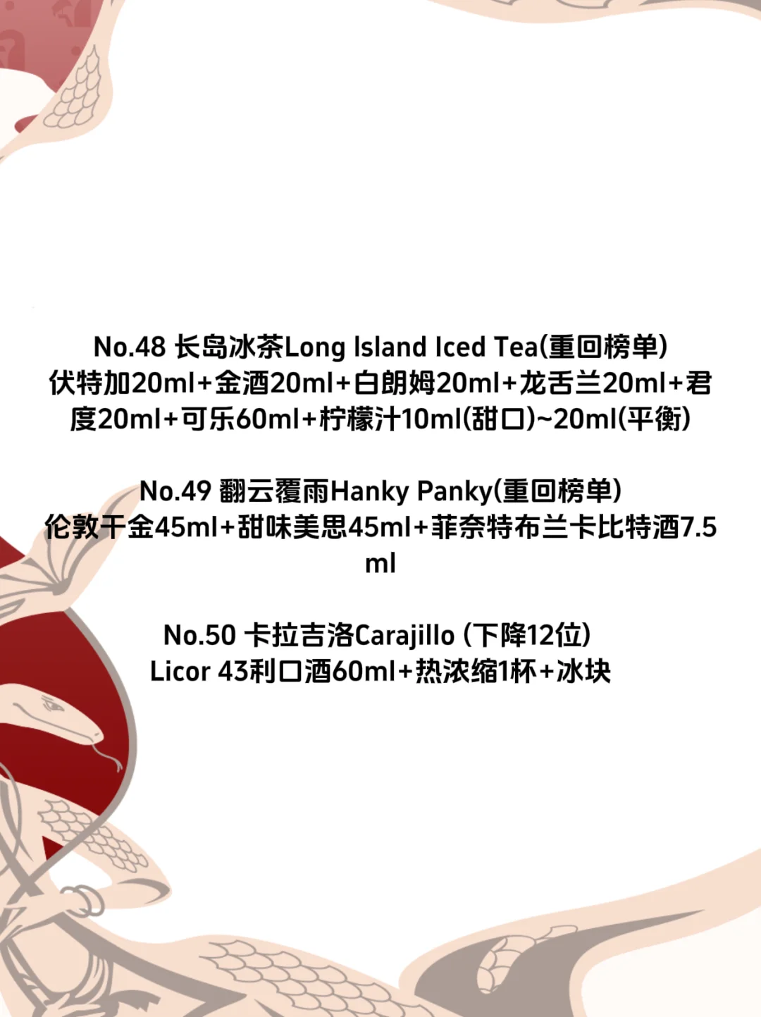 鸡尾酒Top50｜2025年全球最受欢迎的鸡尾酒