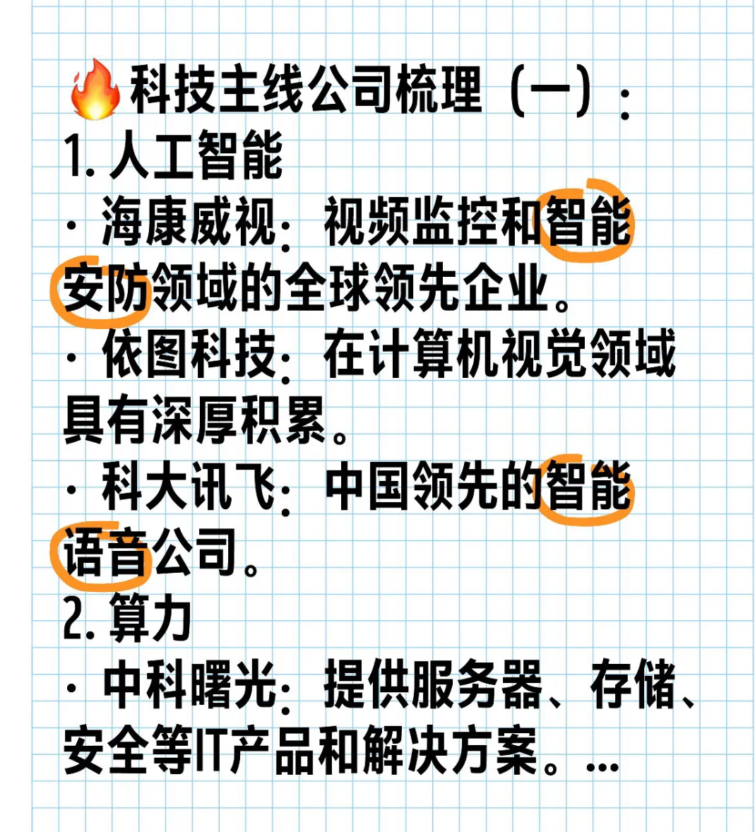 ?科技主线公司梳理（一）