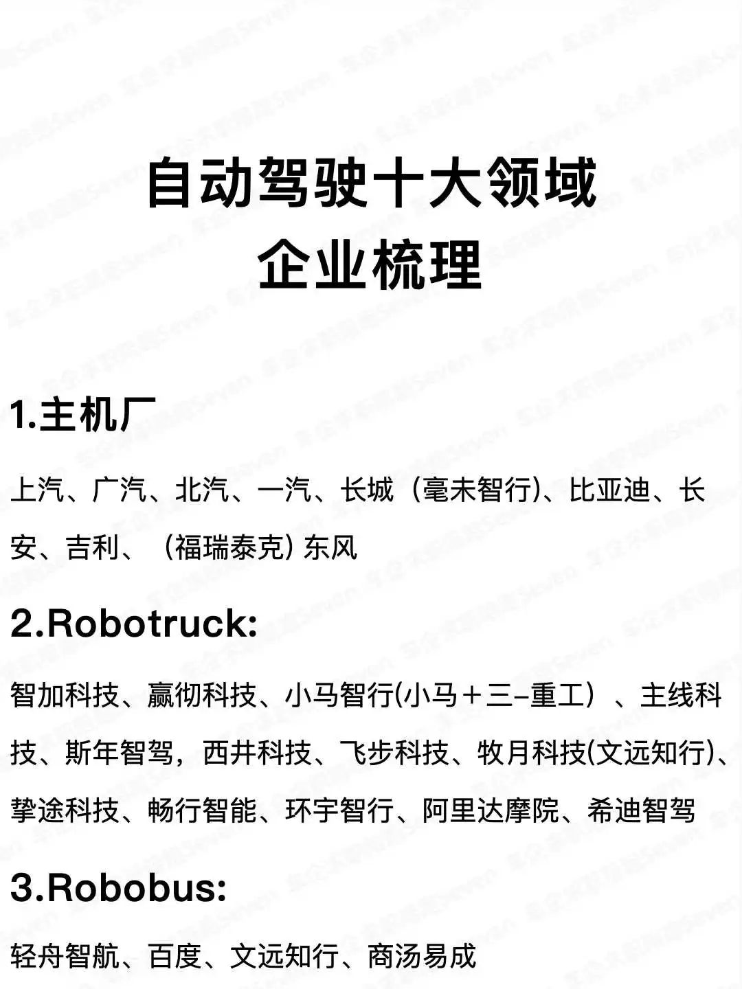 自动驾驶十大领域企业整理