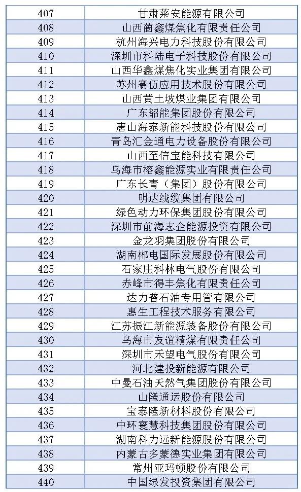 中国能源五百强