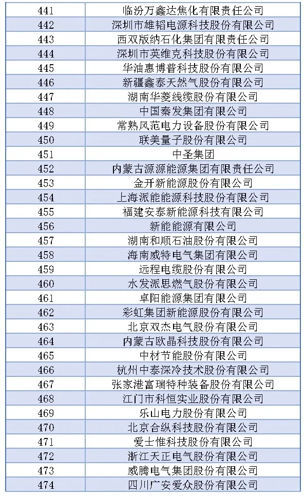 中国能源五百强