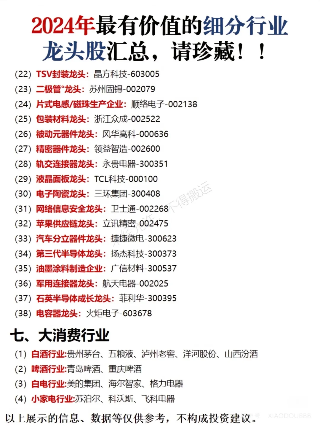 行业龙头梳理